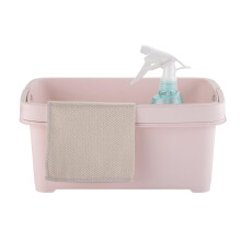 Minky Storage Caddy with Divider, Storage Basket with Divider, Foldaway Handle, Cleaning Caddy, Bathroom Storage & Organisation