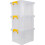 Strata Strata Stack Master Storage Box 35 Litre Durable Plastic Design Stackable & Lockable handle in yellow, Ideal for Home & Office Organization 31 H x 1