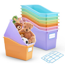 Tsudoku 6 Pcs Plastic Storage Boxes, Files Book Bins for Classroom Multiple Colors Storage Baskets, Storage Boxes
