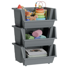 Knight 40L Stackable Open Storage Boxes | Multi-Purpose Plastic Storage Containers for Home, Office & Garage | Storage Bins for Clothes, Toys, Tools &