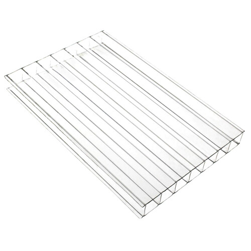 Clear, 1 x 4m (Width x Length) 10mm Multiwall Polycarbonate Sheets Poly Plastic Roof Panel for Lean-to Canopy Conservatory
