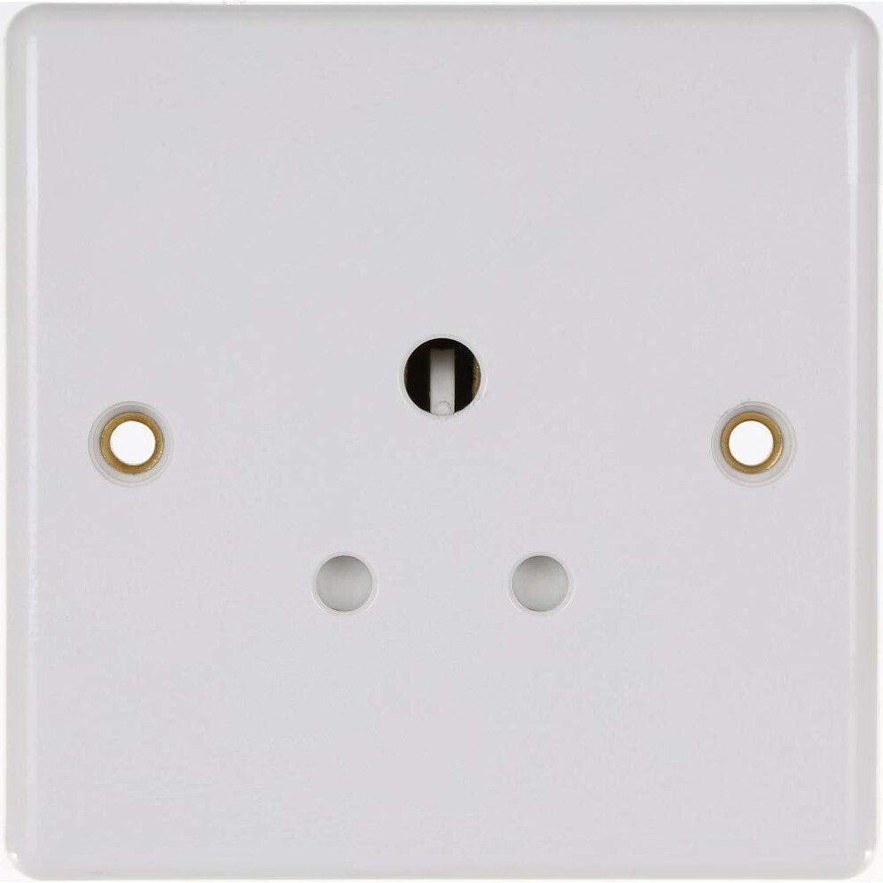 Bg Electrical Nexus 829 / B&Q 829-Bq-Hc(A) - 5A Round Pin 1 Gang Unswitched Socket - Slimline White Rounded - For Domestic Lighting 5050765000826