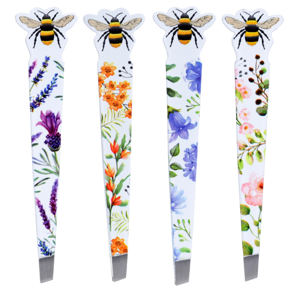 Puckator Nectar Meadows Shaped Tweezers - Sharp Thin Fine Kids Mini Ingrown Hair Tweezers - Stocking Fillers - Tweezer For Facial Hair Women Chin