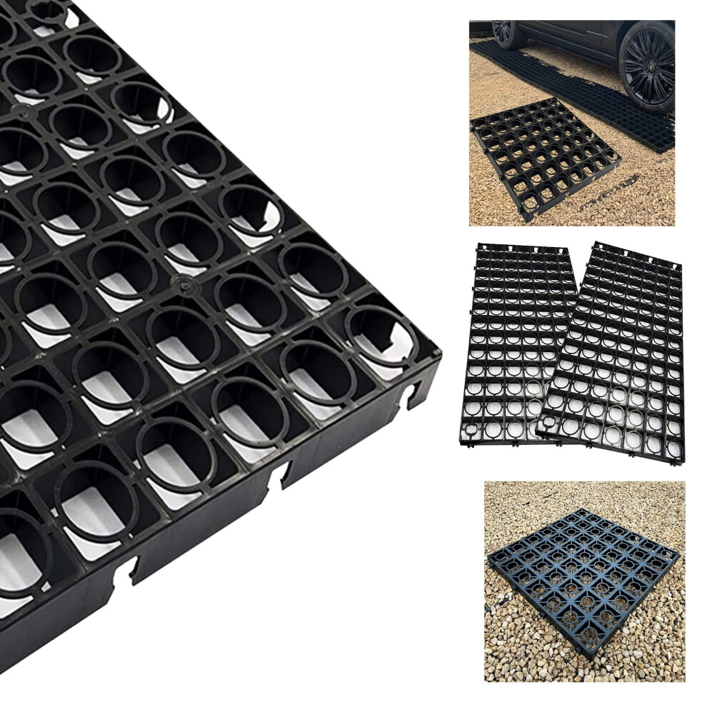 Pluto Packaging Outdoor Gravel Protector Greenhouse Shed Base Path Black Plastic Paving Driveway Grid (16 Grids) 5056062935656