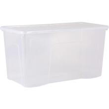 Wham Crystal 110L Plastic Storage Boxes with Lids. Clear, Extra Large Storage Container for Home and Office Strong Box 79.5 x 39.5 x 42 cm (Pack of 5)