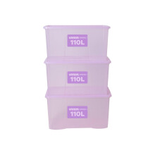 Wham Plastic Storage Boxes With Lids 110 L Home Office Stackable Nestable Container Box, Easy fit Durable Protective Storage Box, 79.5 x 39.5 x 42 cm