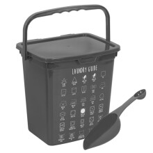 eMKay? 6 Litre GREY Plastic Detergent Storage Box with Scoop ? Laundry Dishwasher Washing Powder Tablet Storage Container with Lid & Handle, Care