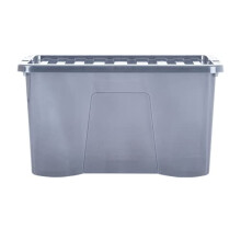 Wham Crystal 60L Box & Lid (Pack 3, Smoke (Black))