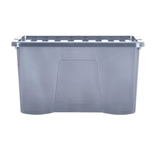 Wham Wham Crystal 60L Box & Lid (Pack 3, Smoke (Black))