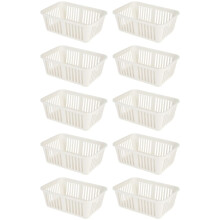 eMKay? Pack of 10 WHITE Plastic Handy Storage Baskets | 25cm Multi-Purpose Storage Organiser | Lightweight & Durable WHITE Baskets for Home, Kitchen,