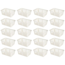 eMKay? Pack of 20 WHITE Plastic Handy Storage Baskets | 25cm Multi-Purpose Storage Organiser | Lightweight & Durable WHITE Baskets for Home, Kitchen,