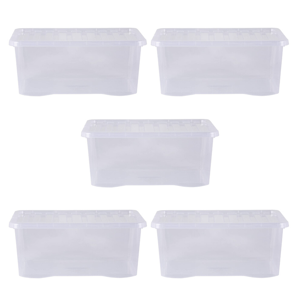 B&Q -  Crystal 5 X 45L Stackable Plastic Storage Boxes With Lids Clear - Image 4