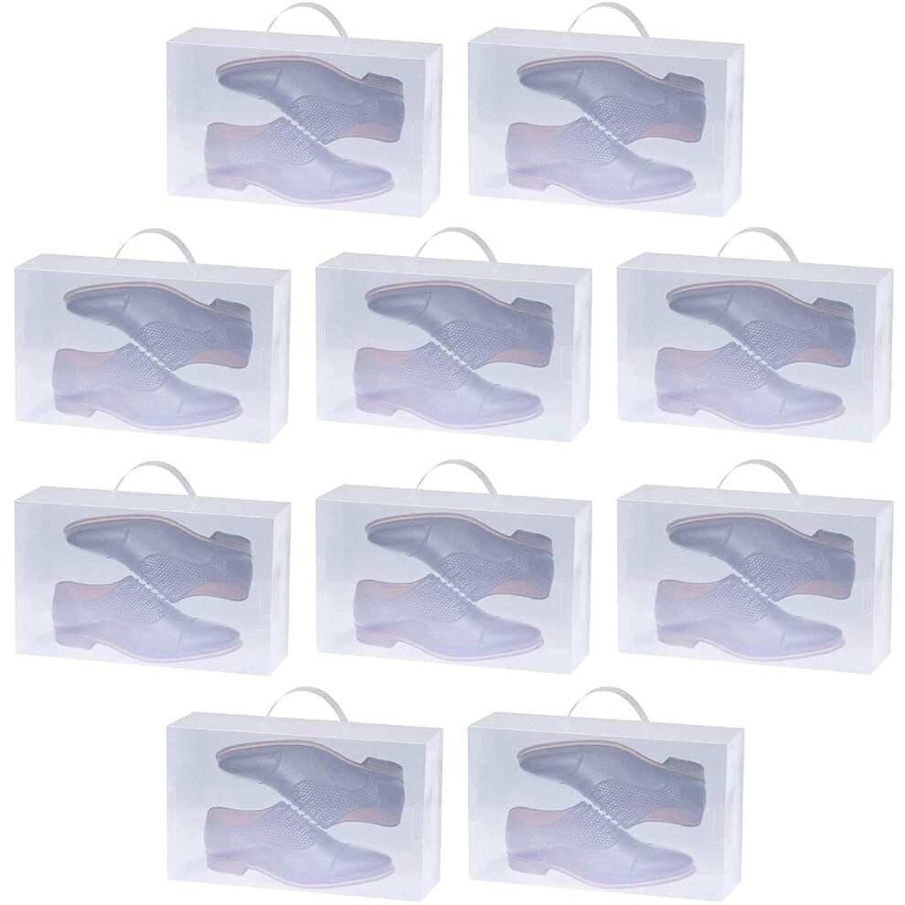 Thrink 10 Piece Set Corrugated Plastic Shoe Storage Boxes With Handle - Unisex For Men And Women Foldable And Stackable & Easily Transported - Image 2