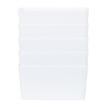 Wham Studio 5 x 1.4L Deep Rectangular Plastic Storage Baskets | Ideal for Kitchens, Bathrooms, Stationery & More | Easy Access Integrated Handles |