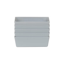 Wham 5x Plastic Studio Basket 3.01 Rectangular Home & Office Storage Basket, 16.5 x 12 x 5cm, 770ml (Cool Grey)