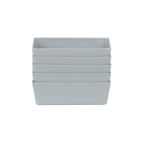 Wham Wham 5x Plastic Studio Basket 3.01 Rectangular Home & Office Storage Basket, 16.5 x 12 x 5cm, 770ml (Cool Grey)