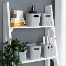Wham 5x Plastic Studio Basket 1.01 Square Home & Office Storage Basket, 10 x 10 x 10cm, 720ml (Cool Grey)