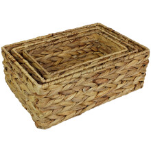 Rectangular water hyacinth small baskets for storage Natural colour wicker basket shelves open Decorative gift box bathroom mini tray makeup bathroom