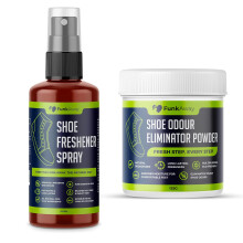 Shoe Deodorizer Spray & Foot Powder Bundle (200ml + 100g) | Odor Eliminating Shoe Spray & Antibacterial Shoe Smell Remover | Antifungal Foot Powder |