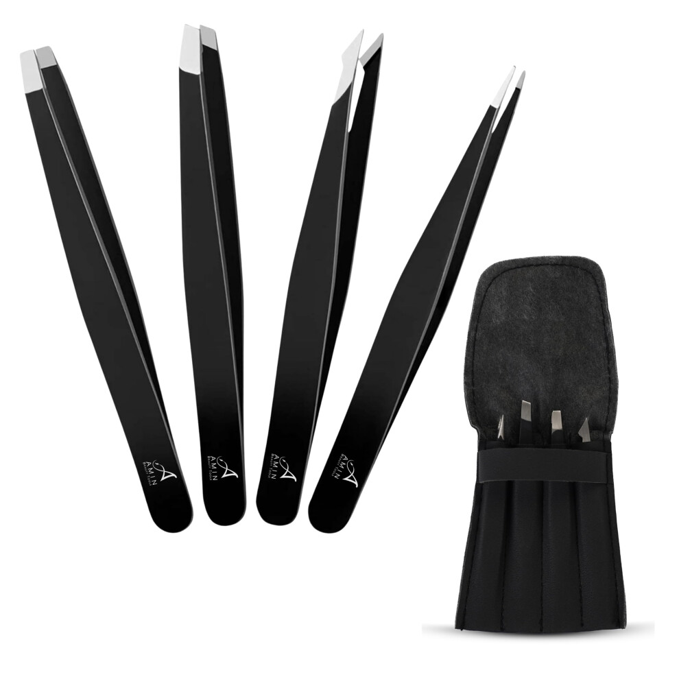The Amin Beauty Tools Tweezers For Facial Hair Best For Plucking Chin Facial Hair Plucking Tweezers Set For Ingrown Hair, Blackhead Removal, Eyelash Extension, Eyebrows