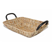 Wickerfield Small Wicker Storage Baskets for Hampers, Shelves, Bathroom Storage, Woven Rattan Basket with Handles, Wicker Tray, Shallow Basket Tray,