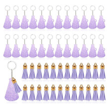 48 PeçAs em Branco para Chaveiros de AcríLico, Chaveiros AcríLicos para Megafone de Alegria com Borla, Kit de Chaveiros em Branco Transparente Roxo
