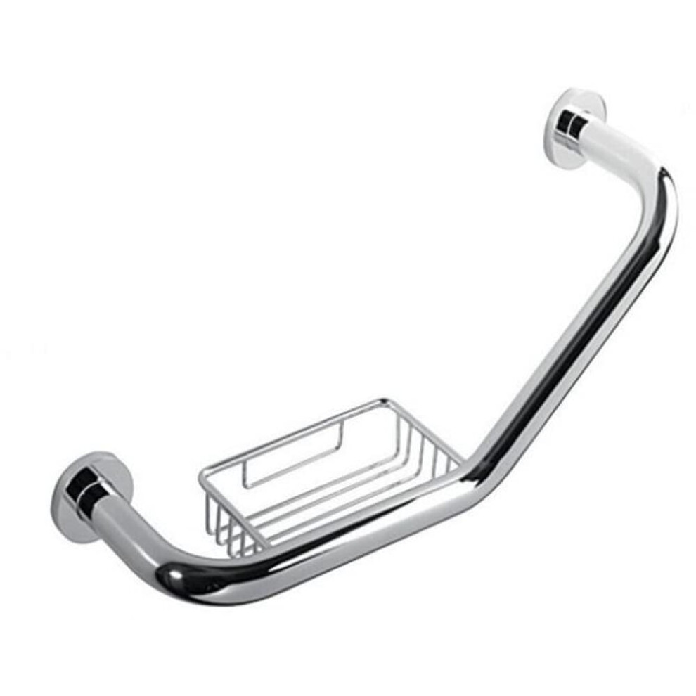 Stainless Steel Curved Shower Grab Bar with Soap Dish, Ergonomic NonâSlip Bathroom Safety Handrail