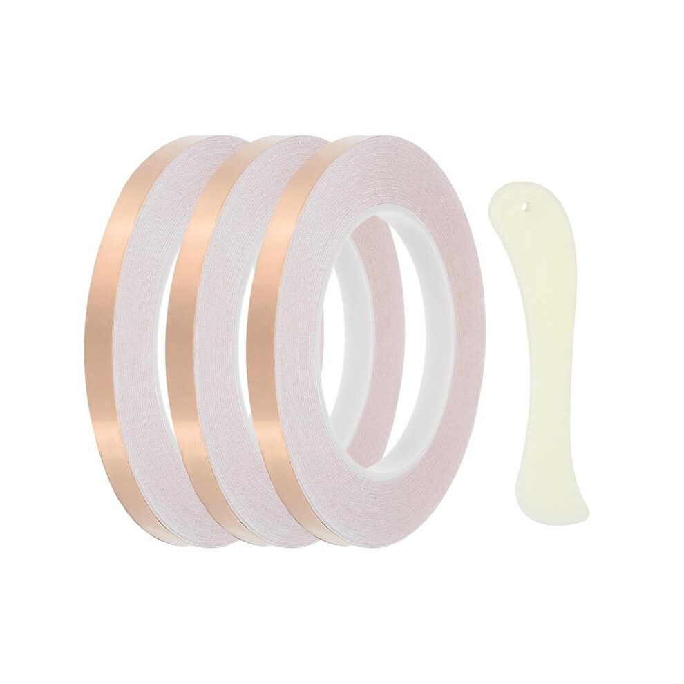 36 Yard 3/8 Inch Copper Foil Tape, 3 Roll Copper Tape Single-Sided Conductive Stained Glass Foil Tool For Stained Tools 4712810549902