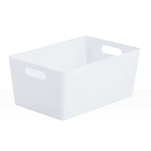 Muddy Hands Pack of 2 Small Deep Plastic Storage Baskets with Handles ? Rectangular Storage Boxes, Heavy Duty Organiser for Kitchen, Bathroom, Bedroom