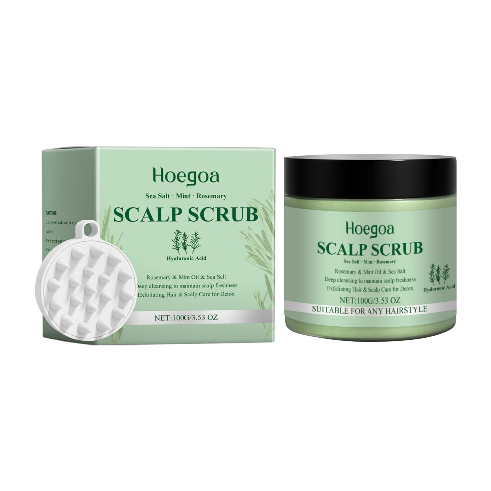 Scalp Scrub with Sea Salt Peppermint Rosemary, Deep Cleansing Hair Scalp Exfoliator 100g
