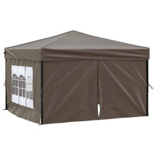vidaXL Foldable Party Tent with Sidewalls - Taupe 3x3m - Lightweight and Mobile Marquee - Water and UV Resistant Oxford Fabric - Ideal for Outdoor