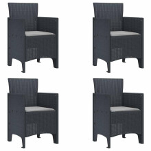 vidaXL Garden Chair 4 pcs Anthracite 53 x 49 x 85 cm Polypropylene, Garden and Terrace, Modern Armchair, Rectangular Outdoor Seating, Durable Patio