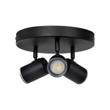Eglo Spotlight bar Consuma 1, Bathroom Light Fitting with 3 Flexible Spots, Round Ceiling lamp Kitchen Made of Black Steel, GU10 Socket, IP44