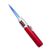 Butane Jet Torch Lighter, 1800 C Windproof Flame with Safety Lock for Cooking and Hiking, Red
