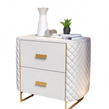 Elegante Franse nachtkastje van wit en goudkleurig metaal - moderne luxe nachtkastje organizer