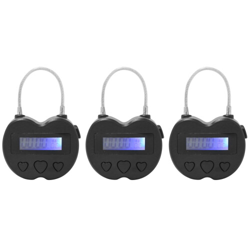 3X   Lock LCD Display  Lock Multifunction Travel Electronic Timer, Waterproof USB Rechargeable Padlock