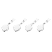 4X Retractable Ski Pass ID Card Badge Holder Key Chain Reels with Clip White