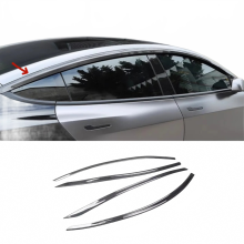 Tesla Model 3 & Y 2019-2021 Carbon Fiber Gloss Black Regenbestendige Raamkleppen