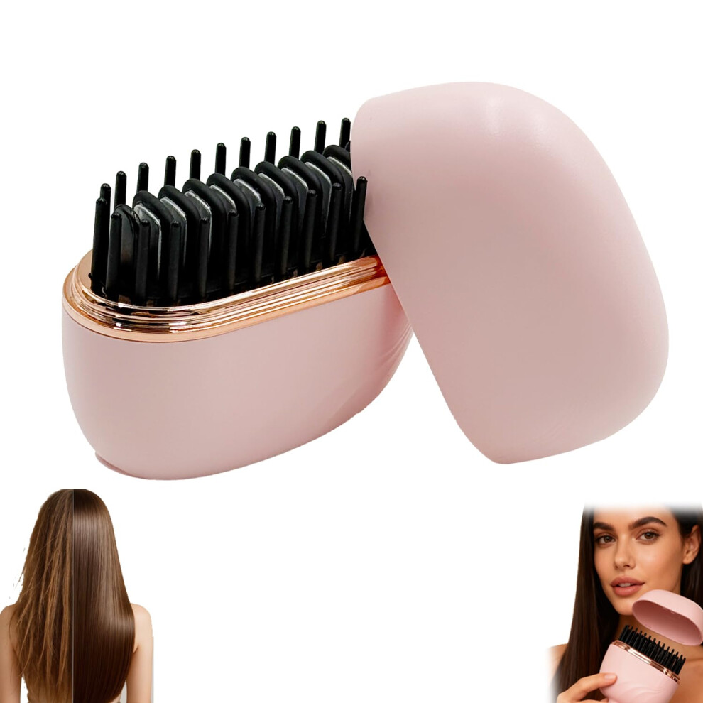 Pink Mini Hair Straightener With 3Speed Temp Control, 30S Heat, Antiscald Comb, Cordless Travel Size