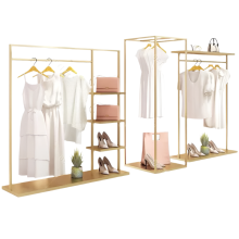 CustomGold metalen kledingrek en plank voor winkelpresentatie