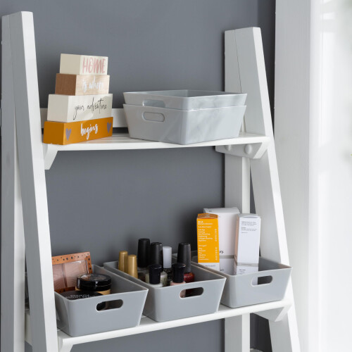Wham Wham 5x Plastic Studio Basket 3.01 Rectangular Home & Office Storage Basket, 16.5 x 12 x 5cm, 770ml (Cool Grey) 1