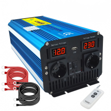 Hoogvermogen zuivere sinusomvormer - 4000W/8000W DC 12V naar AC 110V/220V spanningstransformator met EU/VS-aansluitingen voor zonnesystemen