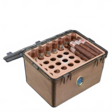 Premium cederhouten humidor met transparant acrylontwerp, verzegelde sigarenreisbevochtigingsbox met luchtbevochtiger en hygrometer