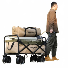 Compacte opvouwbare trolley met stille wielen - Khaki Army Green voor kamperen en buitenavonturen