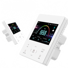 Smart WiFi-luchtkwaliteitsregelaarpaneel voor thuisventilatie: CO2-, PM2.5- en VOC-bewaking met EC 0-10V AC-ventilatorregeling