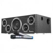 iBass SoloMax 200W Hochleistungs-Bluetooth-Lautsprecher aus Holz – Heim-Karaoke-Stereo-Surround-System mit Subwoofer und TV-Koaxiallautsprecher