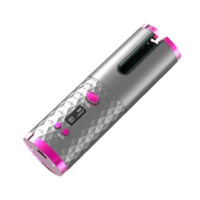 Cordless Curling Iron with 360 Auto Rotation, Tourmaline Ceramic Barrel, Rechargeable LED Display