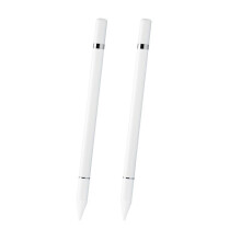 Stylus Stift mit Schreibfunktion, 2 in 1 Eingabestift, Kapazitive Disc-Spitze, kompatibel mit allen Touchscreens (Weiß) 2er-Pack