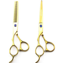 LeftHanded 6 Inch Professional Hair Cutting Scissors Set with Thinning Shears and Ergonomic Finger Rest