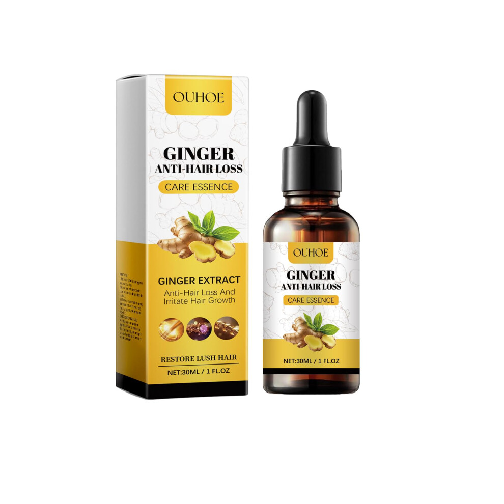 Ginger Hair Growth Serum with Castor Oil, Anti Hair Loss Scalp Treatment, Fast Absorbing 30ml